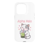 Alpha Male Funny Cat Boba Tea Case for iPhone 15 Pro