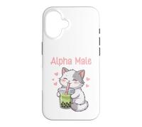 Alpha Male Funny Cat Boba Tea Case for iPhone 16
