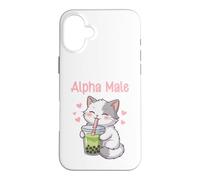 Alpha Male Funny Cat Boba Tea Case for iPhone 16 Plus