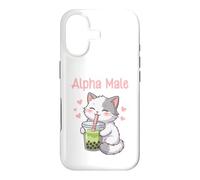 Alpha Male Funny Cat Boba Tea Case for iPhone 17