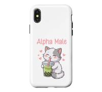 Alpha Male Funny Cat Boba Tea Case for iPhone X/XS