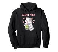Alpha Male Funny Cat Boba Tea Pullover Hoodie