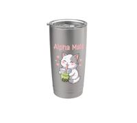 Alpha Male Funny Cat Boba Tea Stainless Steel Insulated Tumbler