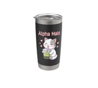Alpha Male Funny Cat Boba Tea Stainless Steel Insulated Tumbler