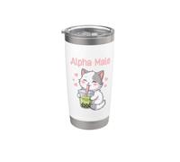 Alpha Male Funny Cat Boba Tea Stainless Steel Insulated Tumbler
