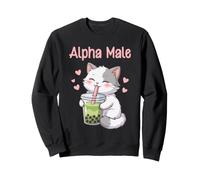 Alpha Male Funny Cat Boba Tea Sweatshirt