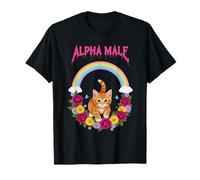 Alpha Male Funny Kitten Rainbow Floral Flowers Men T-Shirt
