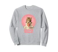 Alpha Male Kitty Funny Gym Cat Retro Cute Kitten in Teacup Sweatshirt