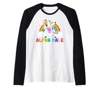 Alpha Male Men Dabbing Unicorn Rainbow Raglan Baseball Tee