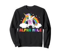 Alpha Male Men Dabbing Unicorn Rainbow Sweatshirt