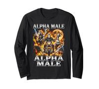 Alpha Male Unicorn Biker Funny Meme Men Boys Long Sleeve T-Shirt