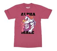 Alpha Male Unicorn T-Shirt - Men - L - Pink - Funny Sigma Man Joke Tee - Manly Prank Gym Exercise Gift T-Shirt for Him, Athletes, Dad, Boyfriend