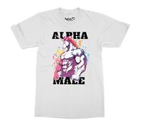 Alpha Male Unicorn T-Shirt - Men - M - White - Funny Sigma Man Joke Tee - Manly Prank Gym Exercise Gift T-Shirt for Him, Athletes, Dad, Boyfriend