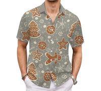 Alpha Men's Short Sleeve Hawaiian Xmas Print Santa Shirt - Casual Bowling Holiday Beach Tops (UK, XXL, Regular, #20)