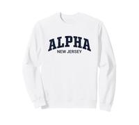 Alpha New Jersey Vintage Distressed Arch Text Sweatshirt