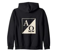 Alpha Omega Christian Symbol A and Omega Faith Emblem Zip Hoodie