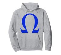 Alpha Omega Letter Greek Alphabet Pullover Hoodie, Adult Unisex, Heather Grey, Small