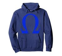 Alpha Omega Letter Greek Alphabet Pullover Hoodie, Adult Unisex, Navy Blue, Small