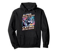 Alpha On The Outside Alpha Man Wolves Jokes Dad Alpha Wolf Pullover Hoodie