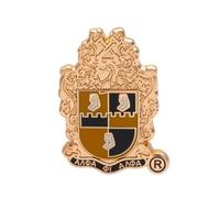 Alpha Phi A Fraternity APA Decorative Shield Crest Pin, Gold-Tone Metal, Black and Brown Enamel