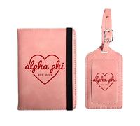Alpha Phi Passport and Luggage Tag Travel Accessories Set, Officially Licensed Alpha Phi Sorority Gift for Women