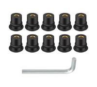 Alpha Rider 10PCS M6 Rubber Well Nut Kit for Windscreen & Fairing Universal M6 6mm1/2" Wellnuts for Universal Motorcycle with Aluminum Alloy Screw Tool