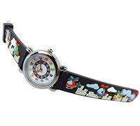 Alpha Saphir 394B 394 Children's Watch Analogue Black Stainless Steel Quartz Watch with Plastic Strap