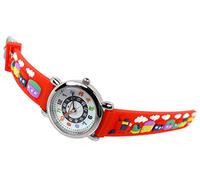 Alpha Saphir 394E 394 Children's Analogue Watch Stainless Steel Quartz Watch with Plastic Strap Red
