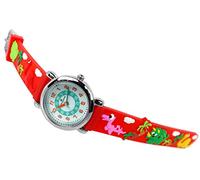 Alpha Saphir 394F 394 Children's Analogue Watch Stainless Steel Quartz Watch with Plastic Strap Red