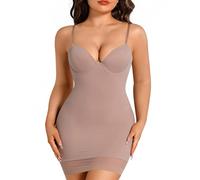 Alpha Shapewear Slip with Built-In Bra - Body Shaper Dress for Tummy Control (UK, S, Regular, Beige)