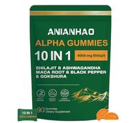 Alpha Shilajit Gummies 10-in-1, 4000mg Himalayan Alpha Gummies for Men, Energy Boost, Immune Support, with Ashwagandha, Maca Root, Fulvic Acid, 85+Trace Mineral, No Added Sugar, 90CT