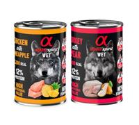 Alpha Spirit Pack 12 Cans Wet Dog Food 400 g Chondroprotector (12 x 400 g, 6 x Chicken with Pineapple 6 x Turkey with Pear)
