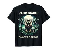Alpha Status Active | Lion Pixel Art Retro Gaming T-Shirt