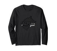 Alpha Status: Fierce Wolf Leadership Icon Long Sleeve T-Shirt, Adult Unisex, Black, XXL