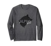 Alpha Status: Fierce Wolf Leadership Icon Long Sleeve T-Shirt, Adult Unisex, Dark Heather Grey, XXL