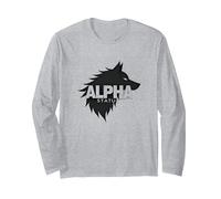 Alpha Status: Fierce Wolf Leadership Icon Long Sleeve T-Shirt, Adult Unisex, Heather Grey, S