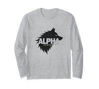 Alpha Status: Fierce Wolf Leadership Icon Long Sleeve T-Shirt, Adult Unisex, Heather Grey, XL