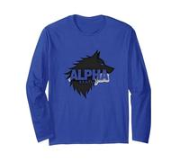Alpha Status: Fierce Wolf Leadership Icon Long Sleeve T-Shirt, Adult Unisex, Royal Blue, XL