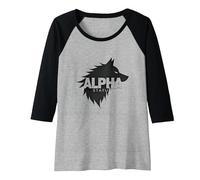 Alpha Status: Fierce Wolf Leadership Icon Raglan Baseball Tee, Women, Black/Athletic Heather, XL