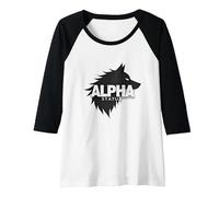 Alpha Status: Fierce Wolf Leadership Icon Raglan Baseball Tee, Women, Black/White, S