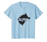 Alpha Status: Fierce Wolf Leadership Icon T-Shirt, Kids, Baby Blue, 12 Years