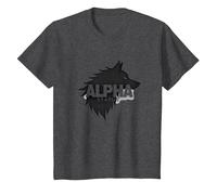 Alpha Status: Fierce Wolf Leadership Icon T-Shirt, Kids, Dark Heather Grey, 12 Years