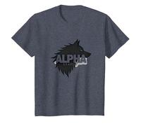Alpha Status: Fierce Wolf Leadership Icon T-Shirt, Kids, Heather Blue, 12 Years