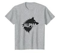 Alpha Status: Fierce Wolf Leadership Icon T-Shirt, Kids, Heather Grey, 12 Years