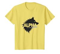 Alpha Status: Fierce Wolf Leadership Icon T-Shirt, Kids, Lemon, 12 Years