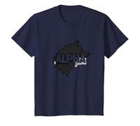 Alpha Status: Fierce Wolf Leadership Icon T-Shirt, Kids, Navy, 3 Years