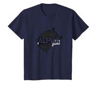 Alpha Status: Fierce Wolf Leadership Icon T-Shirt, Kids, Navy, 4 Years