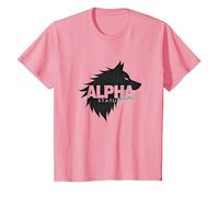Alpha Status: Fierce Wolf Leadership Icon T-Shirt, Kids, Pink, 12 Years