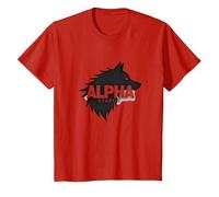 Alpha Status: Fierce Wolf Leadership Icon T-Shirt, Kids, Red, 12 Years