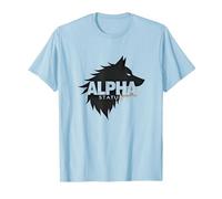 Alpha Status: Fierce Wolf Leadership Icon T-Shirt, Men, Baby Blue, S
